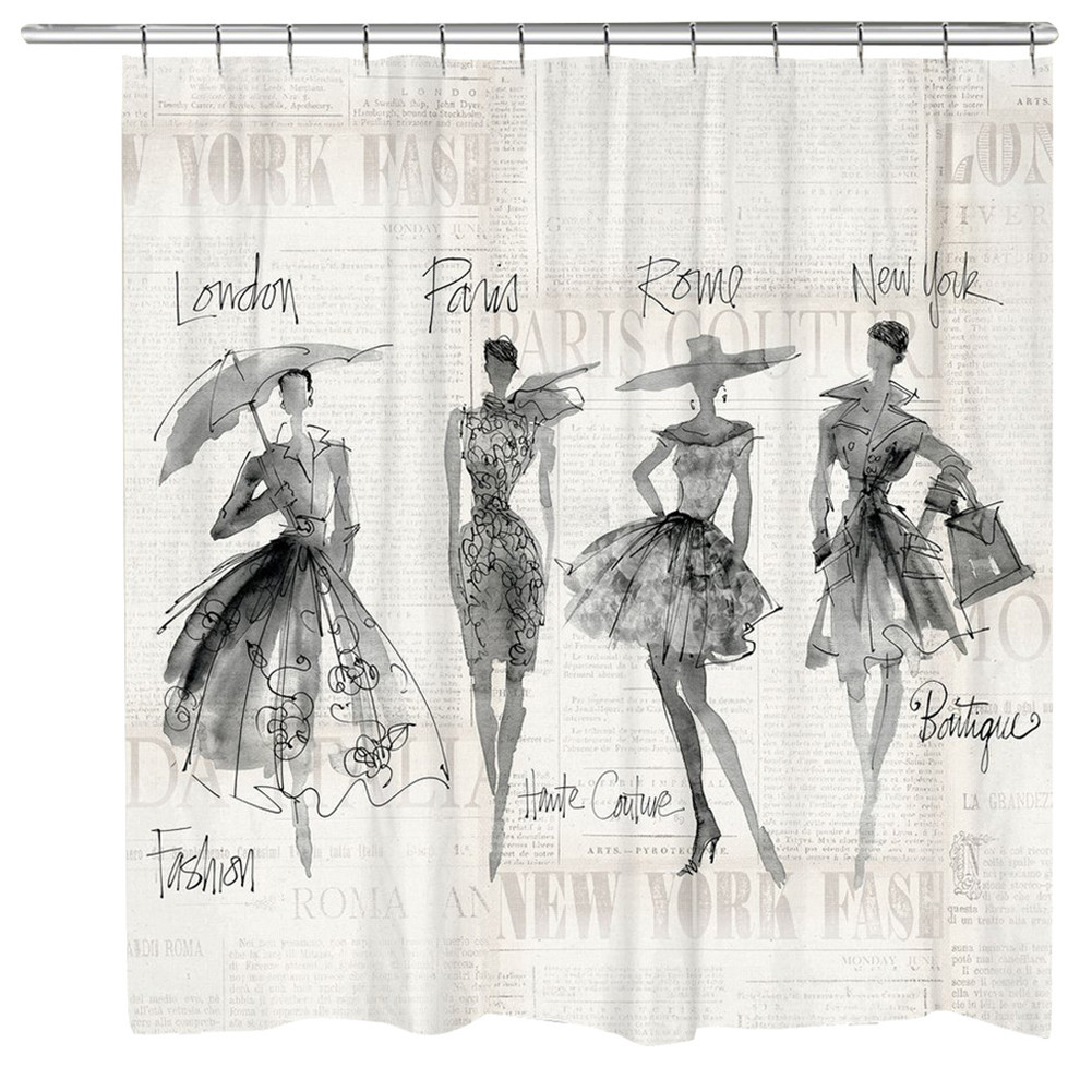 Laural Home Fashion Sketchbook Shower Curtain - Contemporary - Shower