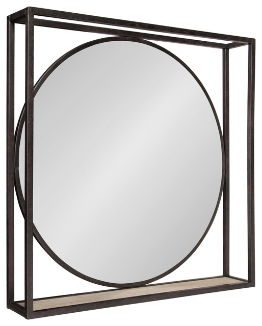 Mccauley Decorative Metal Mirror With, Metal Wall Mirror With Shelf