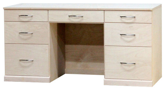 Flat Iron Desk, 20x60x30, Birch Wood, Unfinished
