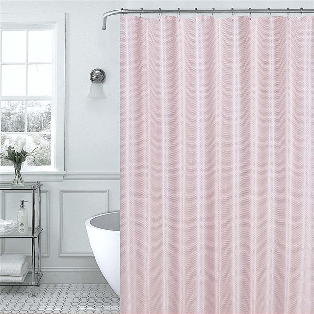 Pink Beige Fabric Shower Curtain Modern Geometric Metallic Accent Contemporary Curtains By Call - Blush Pink And Grey Shower Curtain