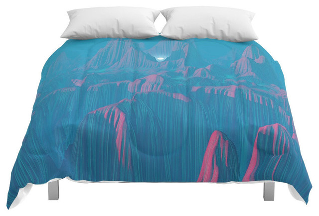 Neon Waterfalls Comforter Contemporary Comforters And