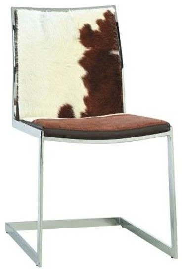 Cowhide Lunar Chair, White/Brown