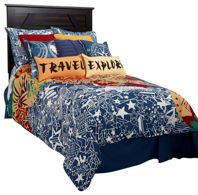 Rizzy Home 2 Piece Twin Kids Comforter Bed Set Navy