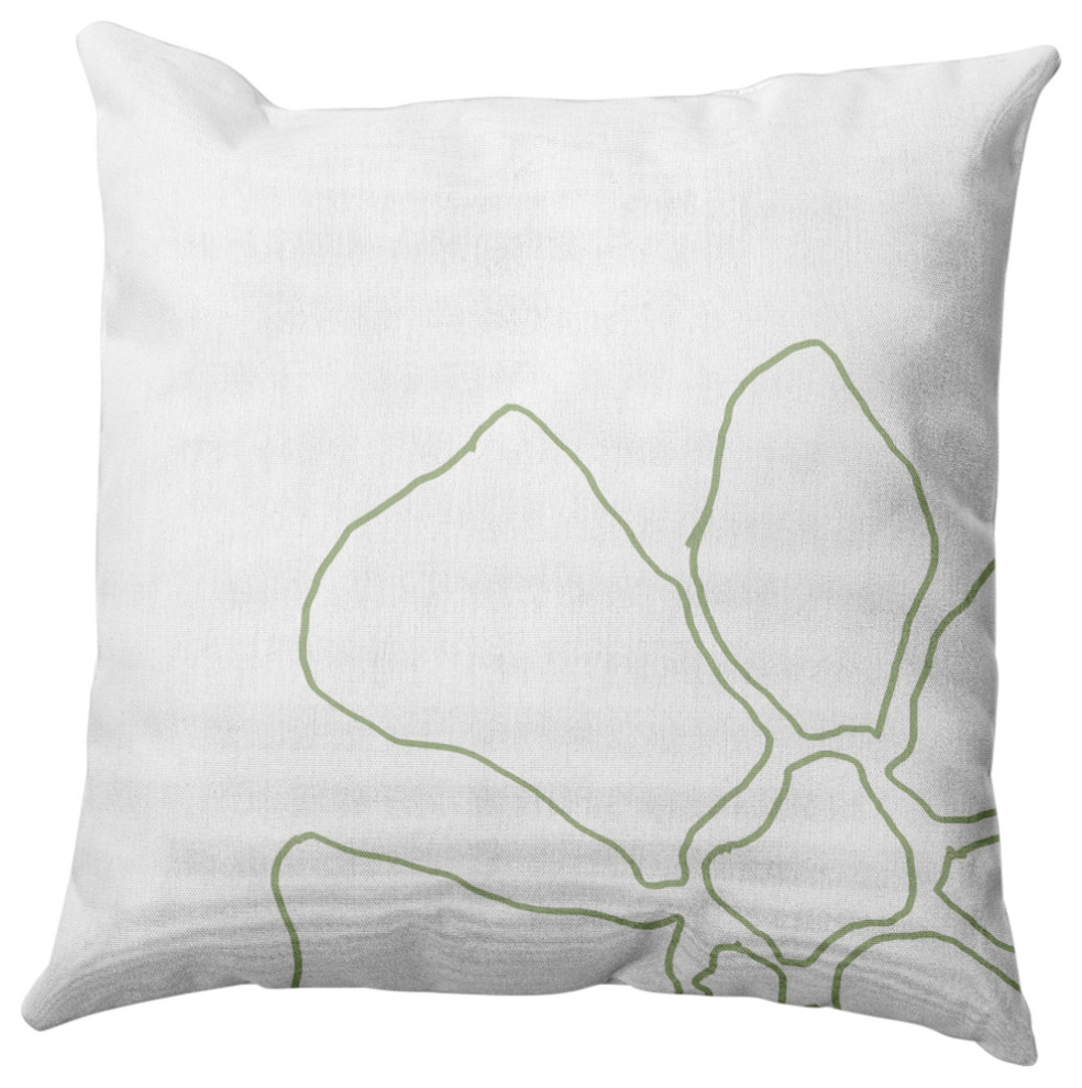 Petal Lines Indoor/Outdoor Throw Pillow, Green/White, 16x16"