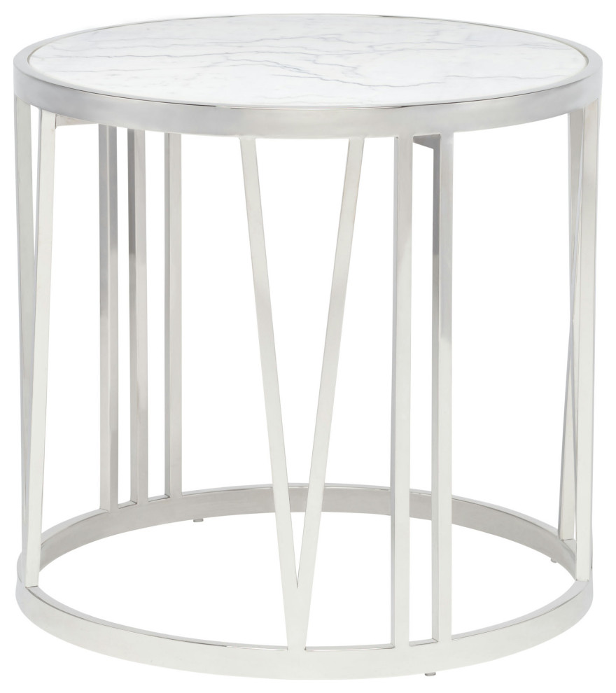 Roman White Stone Side Table Contemporary Side Tables And End