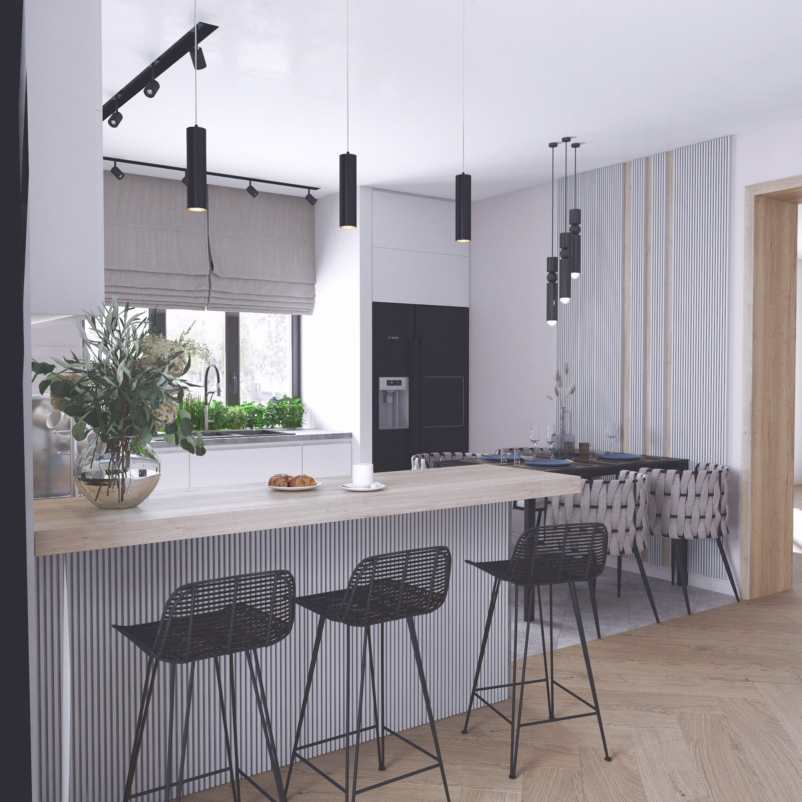 Интерьер первого этажа частного дома