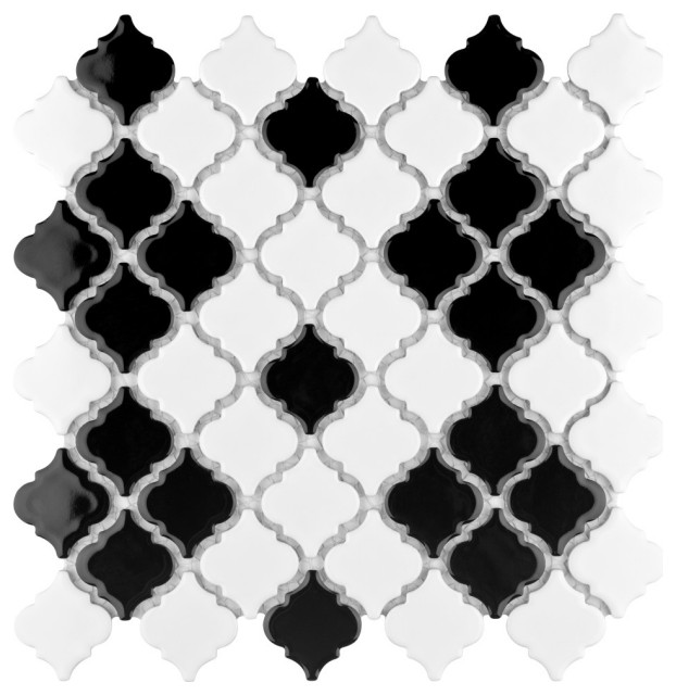 Hudson Tangier Black and White Mimos Porcelain Floor and Wall Tile