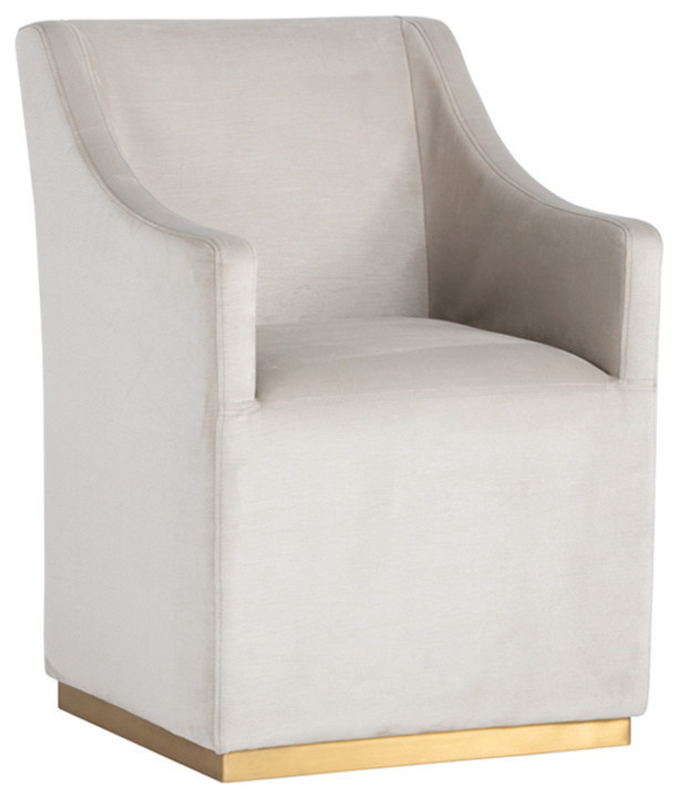 Zane Wheeled Brushed Brass Lounge Chair, Pimlico Prosecco