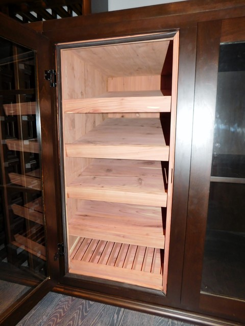 Custom Wine Cellar Design With Cigar Humidor Cabinet Orange County