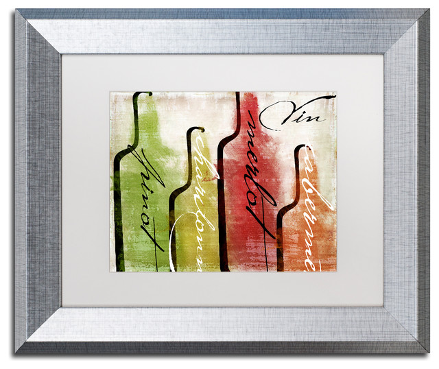 Color Bakery 'Wine Tasting I' Art, Silver Frame, White Matte, 14"x11"