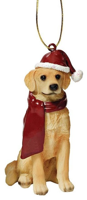 Golden Retriever Holiday Dog Ornament Sculpture - Contemporary - Christmas Ornaments - by XoticBrands Home Decor | Houzz