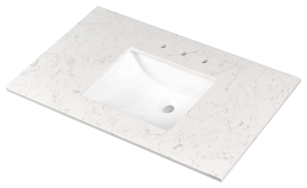 MSI VSLCAR49222CM Carrara Sky 49" Marble Vanity Top Vanity Tops And Side Splashes by