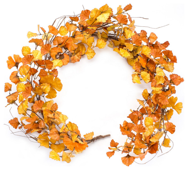 Fall Gingko Leaf Garland, 2Piece Set Traditional Wreaths And Garlands by Melrose