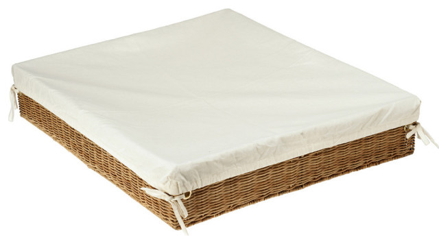 Wicker Under Bed Basket With Liner & Cover