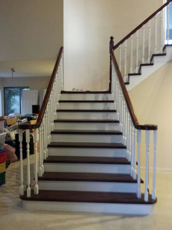 Mid-sized painted straight staircase photo in Miami