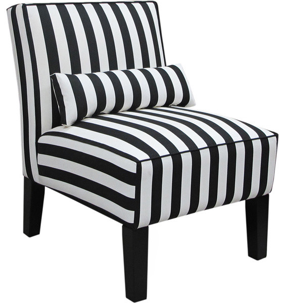 Skyline Furniture Canopy Stripe Armless Upholstered Chair, Black and White