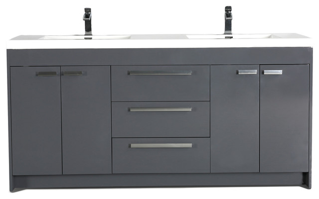 Eviva Lugano 72 Gray Modern Double Sink Bathroom Vanity With White Top Modern Bathroom Vanities And Sink Consoles By Decors R Us Evvn1700 8 72gr Houzz