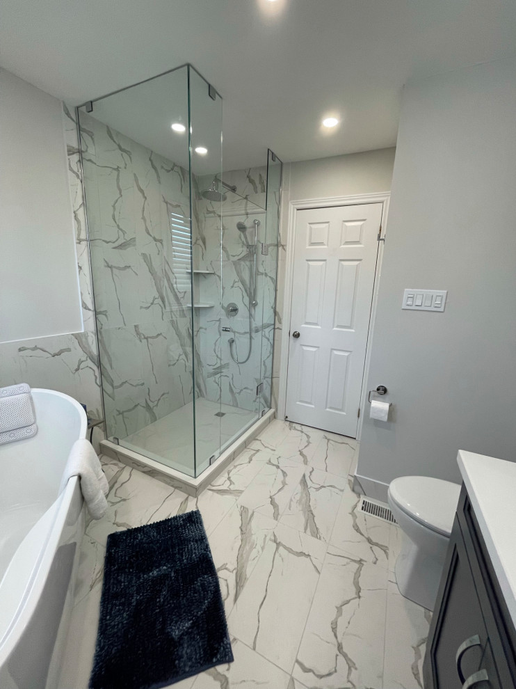 White, Gray and Blue Ensuite