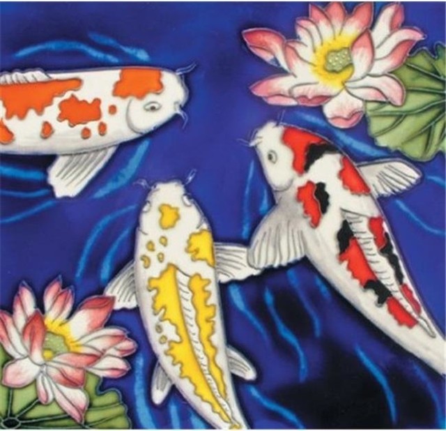Blue Fish Decorative Ceramic Wall Art Tile 8x8 Home Decor