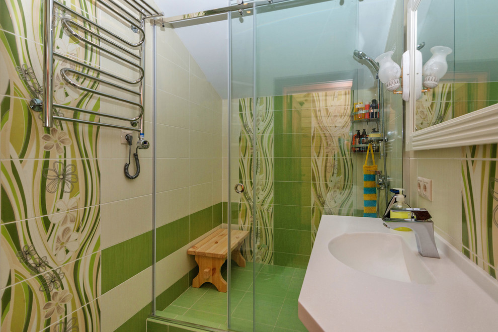 Санузел в доме из клееного бруса по индивидуальному проекту