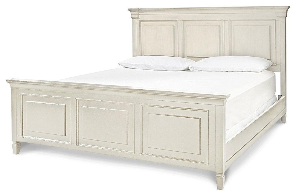 Country-Chic White King Size Panel Bed Frame, California King