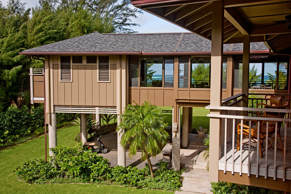Tropical brown exterior in Hawaii.