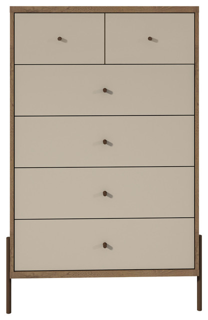 Modern Industrial Tall Dresser 6 Drawers And Chrome Lifted Feet