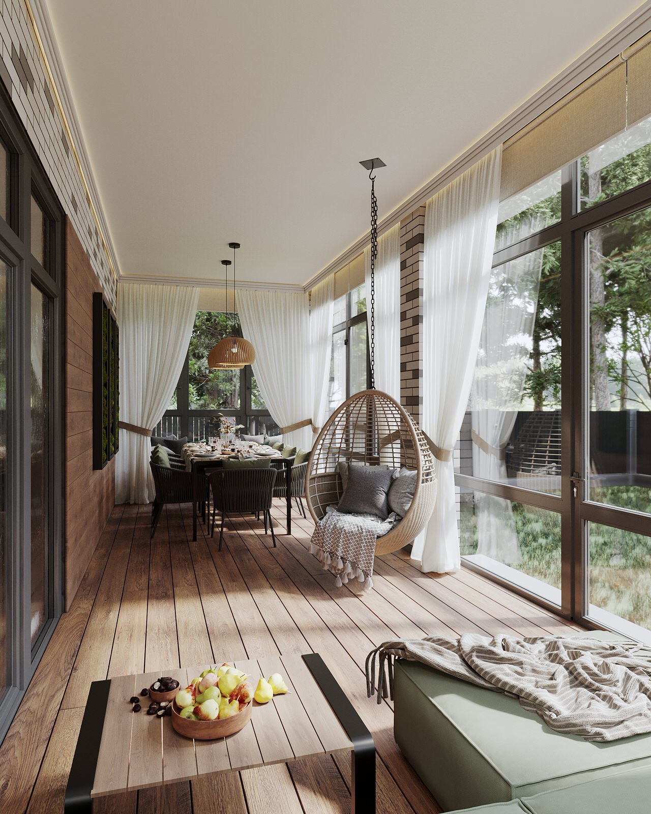 Остеклённая веранда в загородном доме