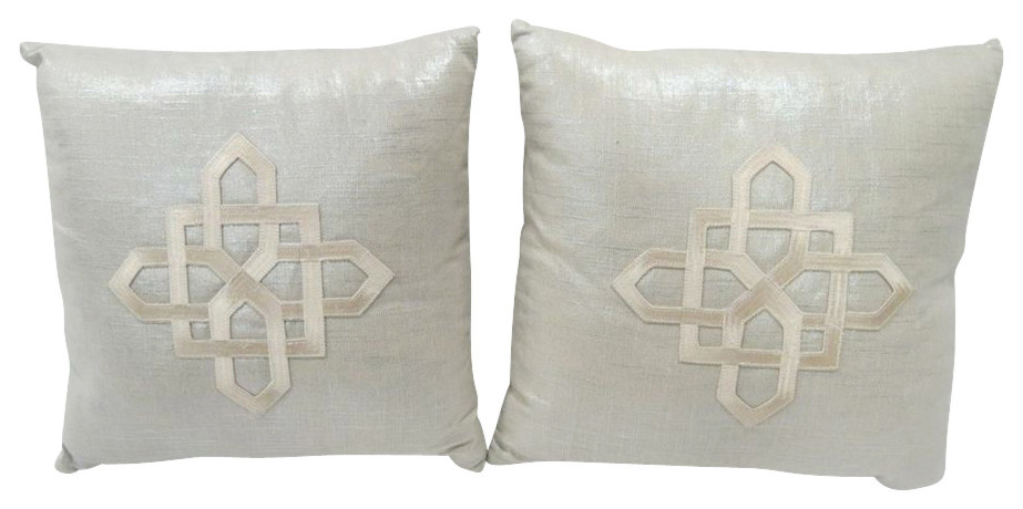 Pair of Schumacher Applique pillows