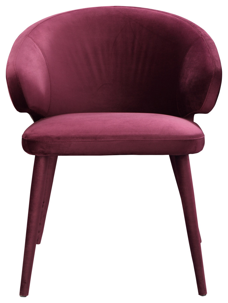 Elegant Purple Velvet Upholstered Side Chair with Metal Frame