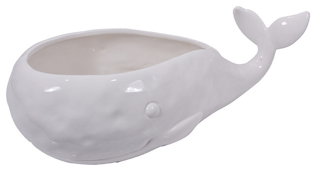 Ceramic Whale Pot - Beach Style - Indoor Pots And Planters - by