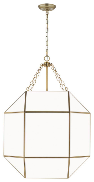 Morrison 4-Light Lantern, Satin Brass - Transitional - Pendant Lighting ...