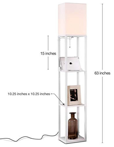 Brightech Maxwell Charger - Shelf Floor Lamp with USB Charging and ...