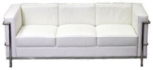 Charles Petite Leather Sofa in White