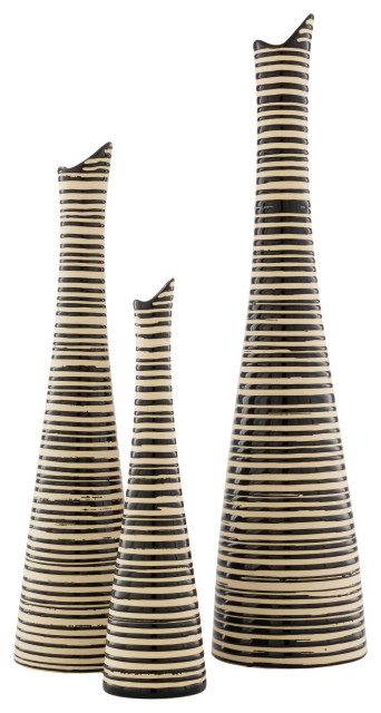 Emily Modern Outdoor Safe Decorative Vases, 3-Piece Set