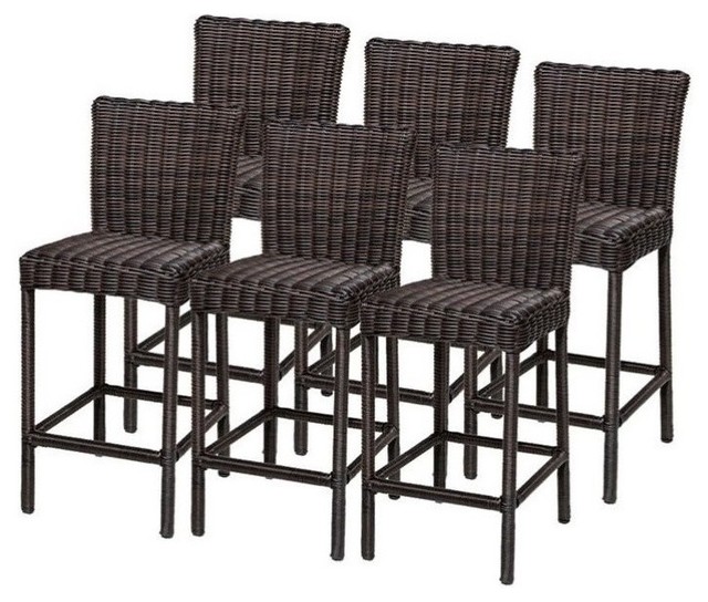 Bowery Hill 30'' Wicker / Rattan Outdoor Bar Stool in Chestnut Brown