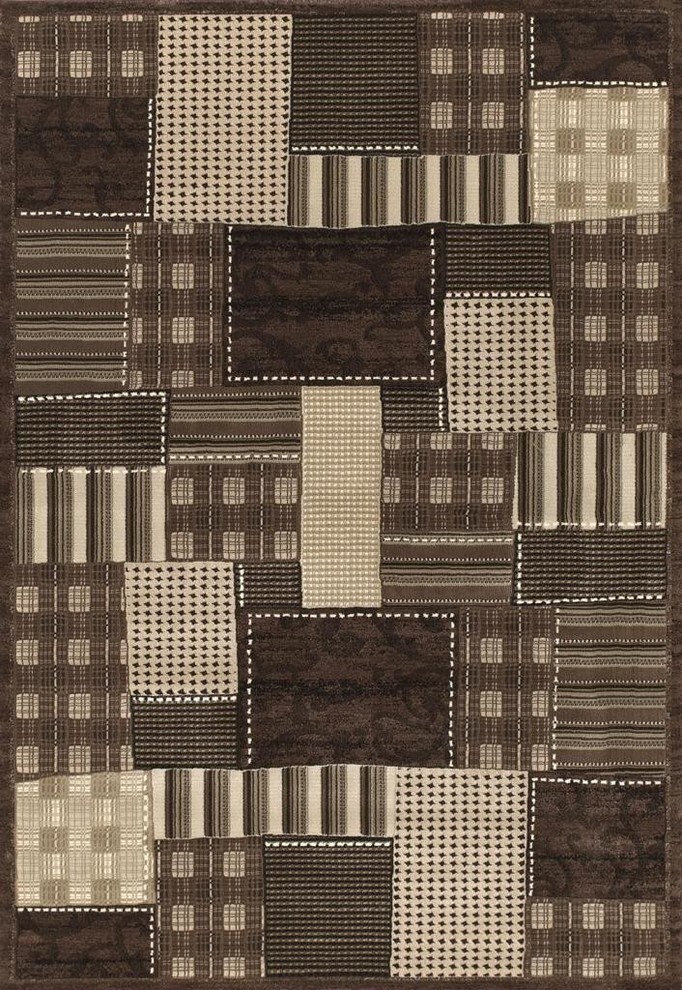 Contemporary Brown Rug, 7' 10"x11' 2", Shelby 660-05850