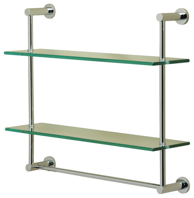 Porto/Essentials 2-Tier Shelf With Towel Bar, Polished Nickel