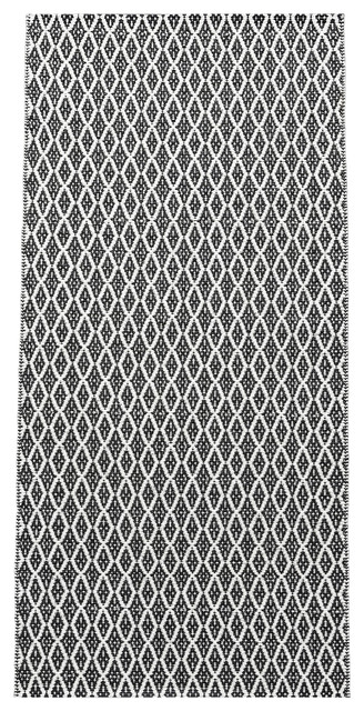 Eye Woven Vinyl Floor Cloth, Black, 70x200 cm