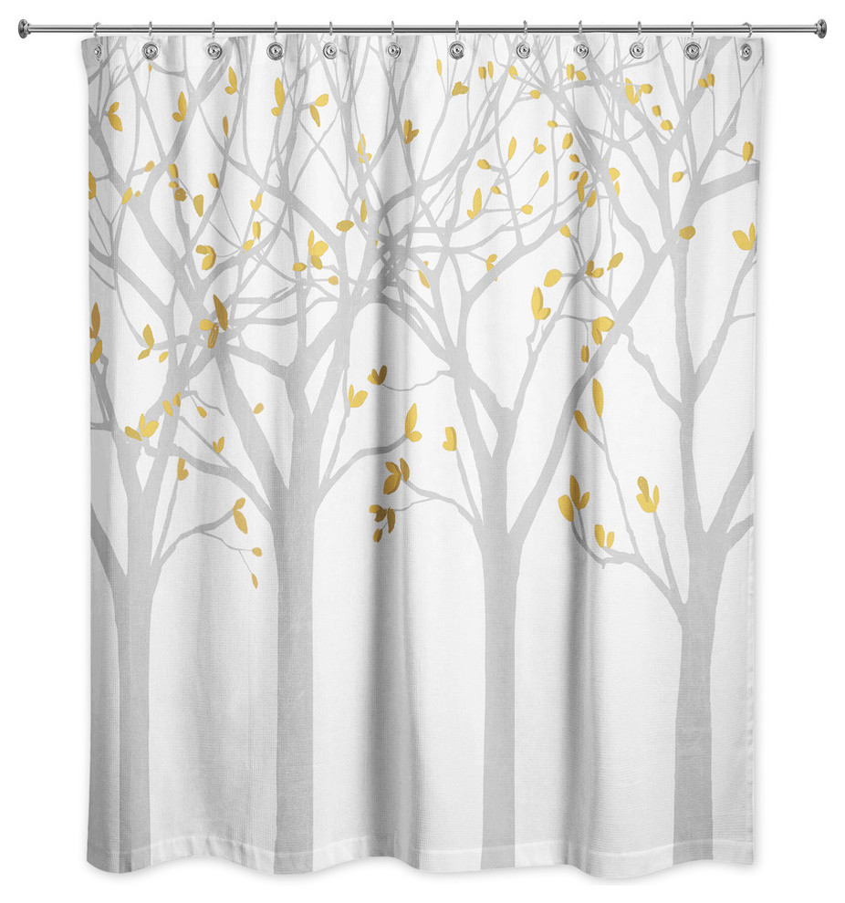 Gray Tree Silhouettes 71x74 Shower Curtain
