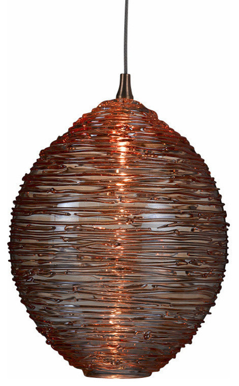 Cocoon Glass Pendant Light, Translucent Amber