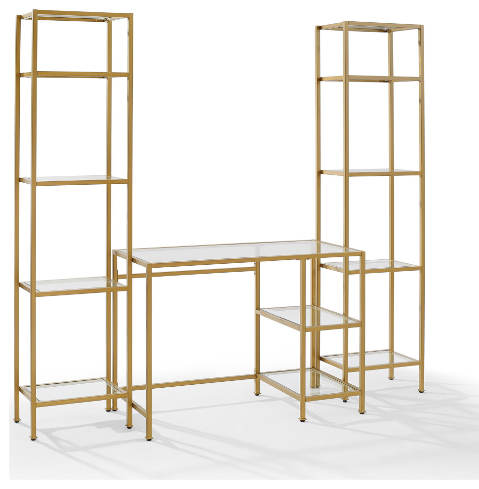 Crosley Furniture Escritorio De Cristal Aimee, Dorado Color Oro