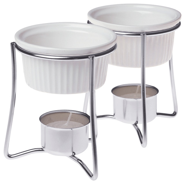 Prepworks Ceramic and Chrome Plated Steel Butter Warmer, Set of 2