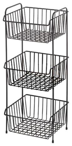 Delfinware Wireware 3-Tier Vegetable Rack, Black
