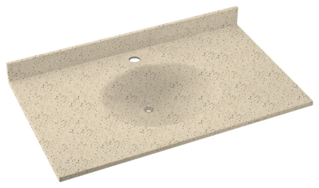Swan Ellipse Solid Surface Vanity Side Splash – 0.75 X 22 X 3 Inches, Bisque, Easy Install For 22-Inch Tops