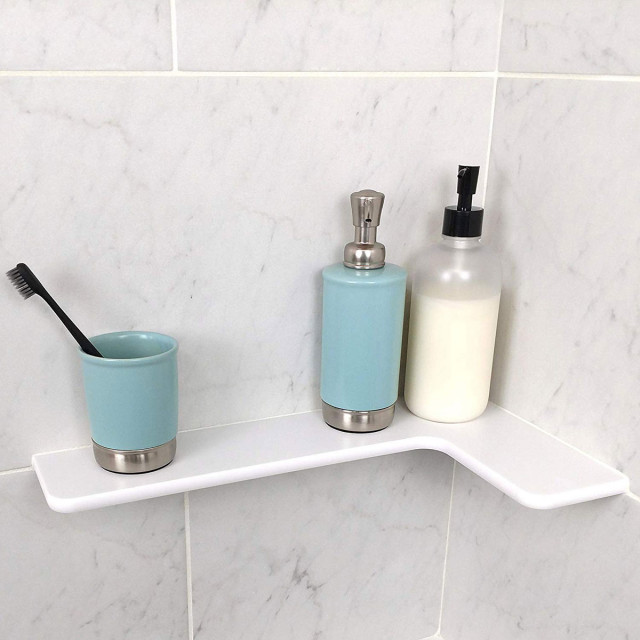 Boundless L-Shaped Corner Shelf Super White Bathroom Shower ...