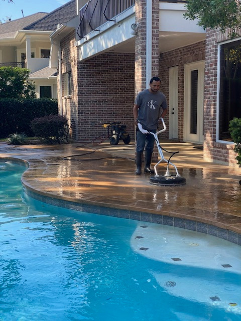 Pressure Wash Flastone Pool Deck