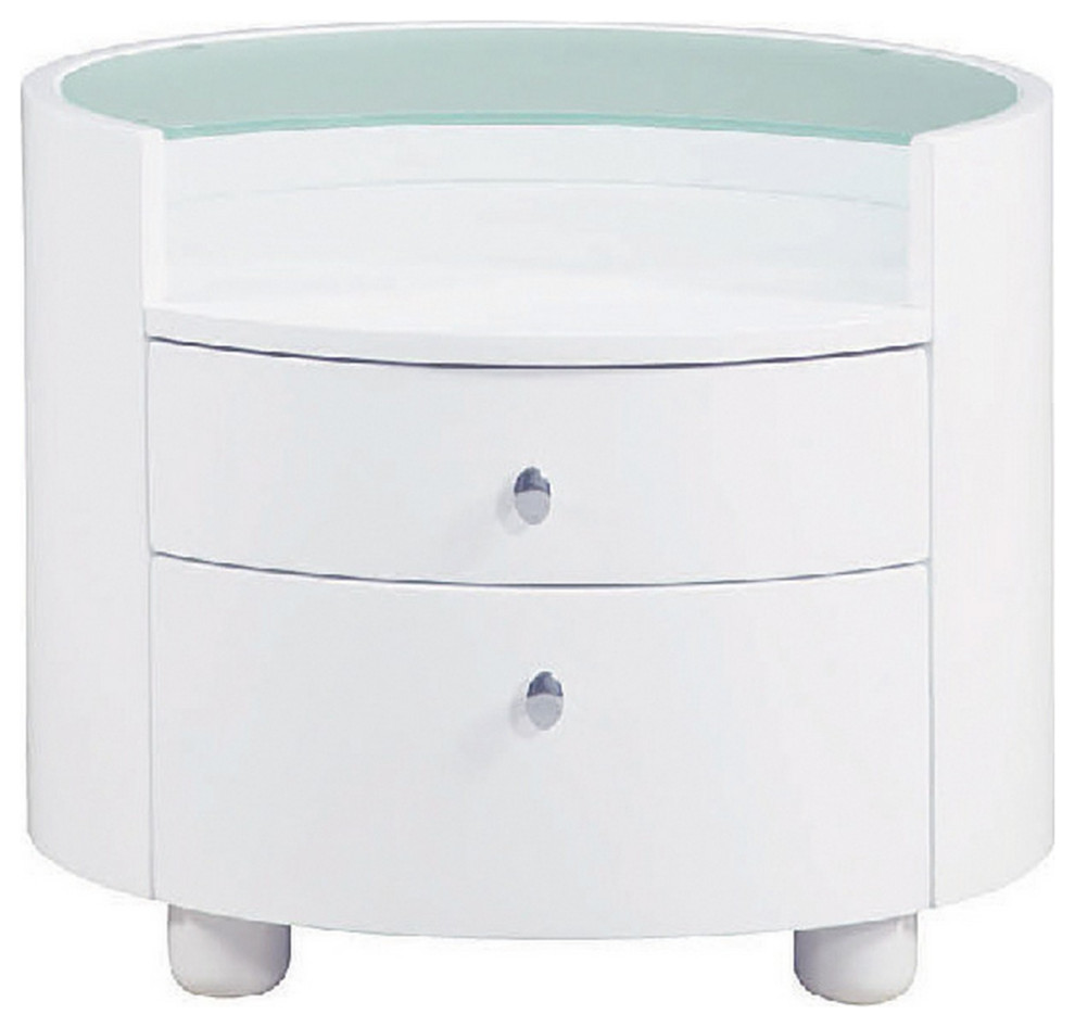 20" Sophisticated White High Gloss Nightstand ...
