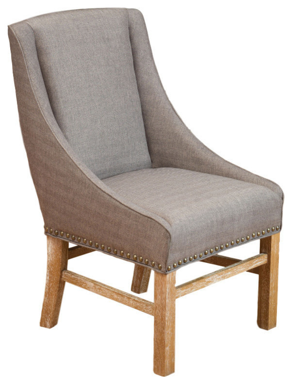 GDF Studio James Contemporary Fabric Upholstered Dining Chair, Silver Gray/Distressed Natural