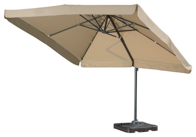 GDF Studio Atlantic Outdoor 9'8" Canopy Umbrella With Base-Taupe